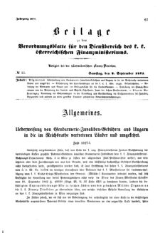 Verordnungsblatt für den Dienstbereich des K.K. Finanzministeriums für die im Reichsrate Vertretenen Königreiche und Länder 18710902 Seite: 1