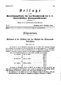 Verordnungsblatt für den Dienstbereich des K.K. Finanzministeriums für die im Reichsrate Vertretenen Königreiche und Länder 18711007 Seite: 1