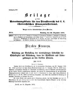 Verordnungsblatt für den Dienstbereich des K.K. Finanzministeriums für die im Reichsrate Vertretenen Königreiche und Länder 18711230 Seite: 1