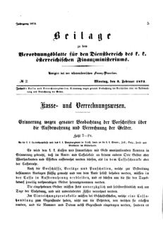 Verordnungsblatt für den Dienstbereich des K.K. Finanzministeriums für die im Reichsrate Vertretenen Königreiche und Länder 18730203 Seite: 1