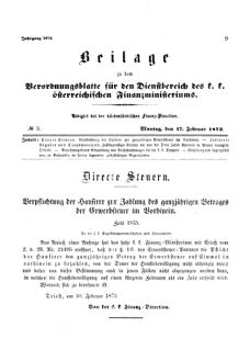 Verordnungsblatt für den Dienstbereich des K.K. Finanzministeriums für die im Reichsrate Vertretenen Königreiche und Länder 18730217 Seite: 1