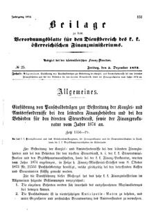 Verordnungsblatt für den Dienstbereich des K.K. Finanzministeriums für die im Reichsrate Vertretenen Königreiche und Länder 18731205 Seite: 1