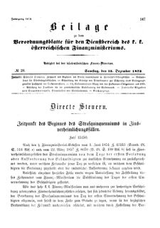 Verordnungsblatt für den Dienstbereich des K.K. Finanzministeriums für die im Reichsrate Vertretenen Königreiche und Länder 18731213 Seite: 1