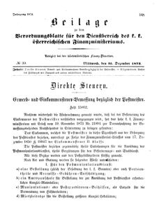 Verordnungsblatt für den Dienstbereich des K.K. Finanzministeriums für die im Reichsrate Vertretenen Königreiche und Länder 18731231 Seite: 1