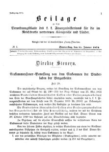 Verordnungsblatt für den Dienstbereich des K.K. Finanzministeriums für die im Reichsrate Vertretenen Königreiche und Länder 18740115 Seite: 1