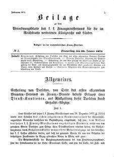 Verordnungsblatt für den Dienstbereich des K.K. Finanzministeriums für die im Reichsrate Vertretenen Königreiche und Länder 18740122 Seite: 1