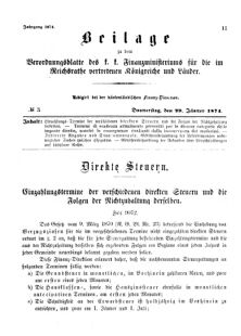 Verordnungsblatt für den Dienstbereich des K.K. Finanzministeriums für die im Reichsrate Vertretenen Königreiche und Länder 18740129 Seite: 1