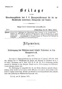 Verordnungsblatt für den Dienstbereich des K.K. Finanzministeriums für die im Reichsrate Vertretenen Königreiche und Länder