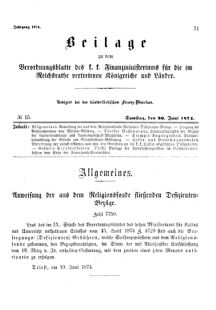 Verordnungsblatt für den Dienstbereich des K.K. Finanzministeriums für die im Reichsrate Vertretenen Königreiche und Länder