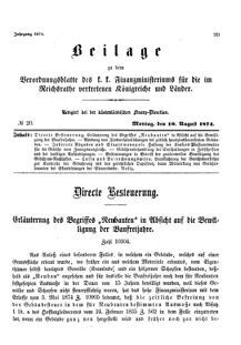 Verordnungsblatt für den Dienstbereich des K.K. Finanzministeriums für die im Reichsrate Vertretenen Königreiche und Länder 18740810 Seite: 1