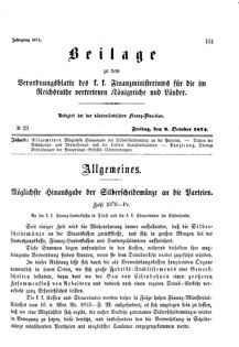 Verordnungsblatt für den Dienstbereich des K.K. Finanzministeriums für die im Reichsrate Vertretenen Königreiche und Länder 18741002 Seite: 1