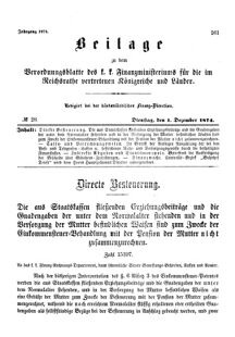 Verordnungsblatt für den Dienstbereich des K.K. Finanzministeriums für die im Reichsrate Vertretenen Königreiche und Länder 18741201 Seite: 1