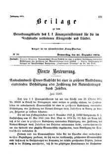 Verordnungsblatt für den Dienstbereich des K.K. Finanzministeriums für die im Reichsrate Vertretenen Königreiche und Länder 18741231 Seite: 1