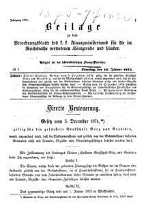 Verordnungsblatt für den Dienstbereich des K.K. Finanzministeriums für die im Reichsrate Vertretenen Königreiche und Länder 18750119 Seite: 1