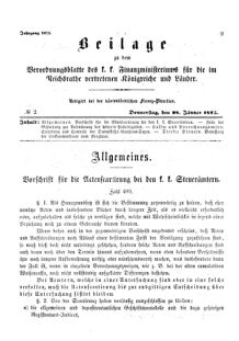 Verordnungsblatt für den Dienstbereich des K.K. Finanzministeriums für die im Reichsrate Vertretenen Königreiche und Länder 18750128 Seite: 1