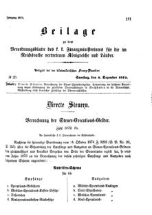 Verordnungsblatt für den Dienstbereich des K.K. Finanzministeriums für die im Reichsrate Vertretenen Königreiche und Länder 18751204 Seite: 1