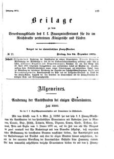 Verordnungsblatt für den Dienstbereich des K.K. Finanzministeriums für die im Reichsrate Vertretenen Königreiche und Länder 18751224 Seite: 1