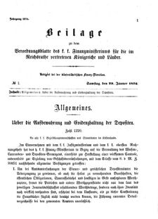 Verordnungsblatt für den Dienstbereich des K.K. Finanzministeriums für die im Reichsrate Vertretenen Königreiche und Länder 18760129 Seite: 1