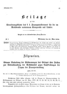 Verordnungsblatt für den Dienstbereich des K.K. Finanzministeriums für die im Reichsrate Vertretenen Königreiche und Länder