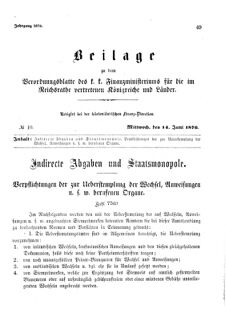 Verordnungsblatt für den Dienstbereich des K.K. Finanzministeriums für die im Reichsrate Vertretenen Königreiche und Länder 18760614 Seite: 1