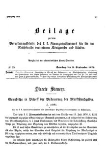 Verordnungsblatt für den Dienstbereich des K.K. Finanzministeriums für die im Reichsrate Vertretenen Königreiche und Länder 18760902 Seite: 1