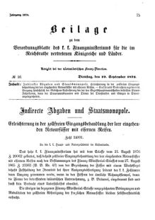 Verordnungsblatt für den Dienstbereich des K.K. Finanzministeriums für die im Reichsrate Vertretenen Königreiche und Länder 18760919 Seite: 1