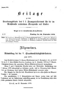 Verordnungsblatt für den Dienstbereich des K.K. Finanzministeriums für die im Reichsrate Vertretenen Königreiche und Länder 18760930 Seite: 1