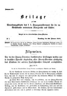 Verordnungsblatt für den Dienstbereich des K.K. Finanzministeriums für die im Reichsrate Vertretenen Königreiche und Länder 18770120 Seite: 1