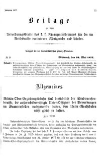 Verordnungsblatt für den Dienstbereich des K.K. Finanzministeriums für die im Reichsrate Vertretenen Königreiche und Länder 18770523 Seite: 1