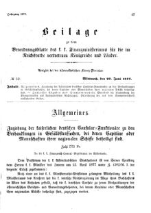 Verordnungsblatt für den Dienstbereich des K.K. Finanzministeriums für die im Reichsrate Vertretenen Königreiche und Länder