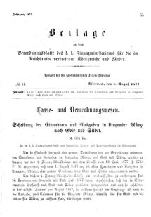 Verordnungsblatt für den Dienstbereich des K.K. Finanzministeriums für die im Reichsrate Vertretenen Königreiche und Länder 18770801 Seite: 1