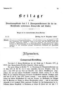 Verordnungsblatt für den Dienstbereich des K.K. Finanzministeriums für die im Reichsrate Vertretenen Königreiche und Länder 18771207 Seite: 1