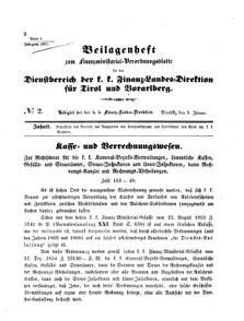 Verordnungsblatt für den Dienstbereich des K.K. Finanzministeriums für die im Reichsrate Vertretenen Königreiche und Länder 18550109 Seite: 1