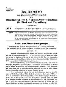 Verordnungsblatt für den Dienstbereich des K.K. Finanzministeriums für die im Reichsrate Vertretenen Königreiche und Länder 18550123 Seite: 1