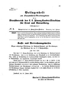 Verordnungsblatt für den Dienstbereich des K.K. Finanzministeriums für die im Reichsrate Vertretenen Königreiche und Länder 18550201 Seite: 1