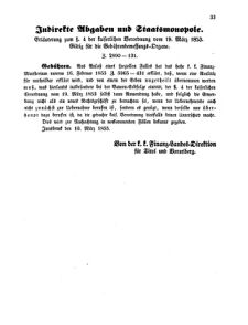 Verordnungsblatt für den Dienstbereich des K.K. Finanzministeriums für die im Reichsrate Vertretenen Königreiche und Länder 18550323 Seite: 7