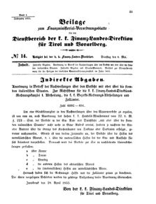 Verordnungsblatt für den Dienstbereich des K.K. Finanzministeriums für die im Reichsrate Vertretenen Königreiche und Länder 18550508 Seite: 1