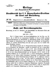 Verordnungsblatt für den Dienstbereich des K.K. Finanzministeriums für die im Reichsrate Vertretenen Königreiche und Länder 18550516 Seite: 1