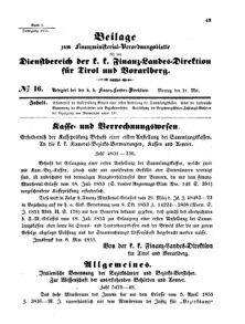 Verordnungsblatt für den Dienstbereich des K.K. Finanzministeriums für die im Reichsrate Vertretenen Königreiche und Länder 18550521 Seite: 1