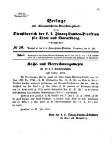 Verordnungsblatt für den Dienstbereich des K.K. Finanzministeriums für die im Reichsrate Vertretenen Königreiche und Länder 18550719 Seite: 1