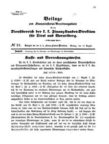 Verordnungsblatt für den Dienstbereich des K.K. Finanzministeriums für die im Reichsrate Vertretenen Königreiche und Länder