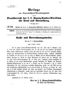 Verordnungsblatt für den Dienstbereich des K.K. Finanzministeriums für die im Reichsrate Vertretenen Königreiche und Länder 18551017 Seite: 1