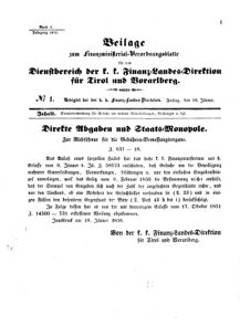 Verordnungsblatt für den Dienstbereich des K.K. Finanzministeriums für die im Reichsrate Vertretenen Königreiche und Länder 18560118 Seite: 1