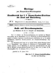 Verordnungsblatt für den Dienstbereich des K.K. Finanzministeriums für die im Reichsrate Vertretenen Königreiche und Länder 18560129 Seite: 1