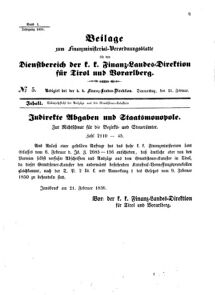 Verordnungsblatt für den Dienstbereich des K.K. Finanzministeriums für die im Reichsrate Vertretenen Königreiche und Länder 18560221 Seite: 1