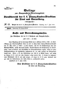 Verordnungsblatt für den Dienstbereich des K.K. Finanzministeriums für die im Reichsrate Vertretenen Königreiche und Länder 18560607 Seite: 1