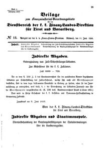 Verordnungsblatt für den Dienstbereich des K.K. Finanzministeriums für die im Reichsrate Vertretenen Königreiche und Länder 18560611 Seite: 1