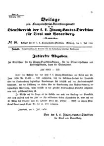 Verordnungsblatt für den Dienstbereich des K.K. Finanzministeriums für die im Reichsrate Vertretenen Königreiche und Länder 18560709 Seite: 1