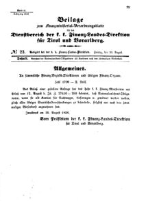 Verordnungsblatt für den Dienstbereich des K.K. Finanzministeriums für die im Reichsrate Vertretenen Königreiche und Länder 18560829 Seite: 1