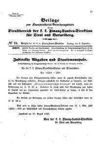 Verordnungsblatt für den Dienstbereich des K.K. Finanzministeriums für die im Reichsrate Vertretenen Königreiche und Länder 18560909 Seite: 1